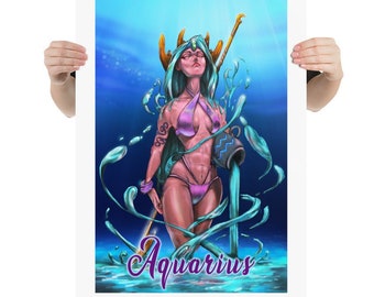 Aquarius Poster, Aquarius Birthday Gift, Aquarius Zodiac Gift, Aquarius Party, Aquarius Gift Women, Aquarius For Girls, Aquarius Decor Gift