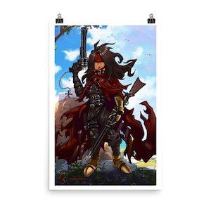 Vincent Valentine Glossy Poster, FF7 Vincent Valentine, Final Fantasy 7 Remake Poster, Final Fantasy Fan Art, FF7 Glossy Art Decor, FF7 Art