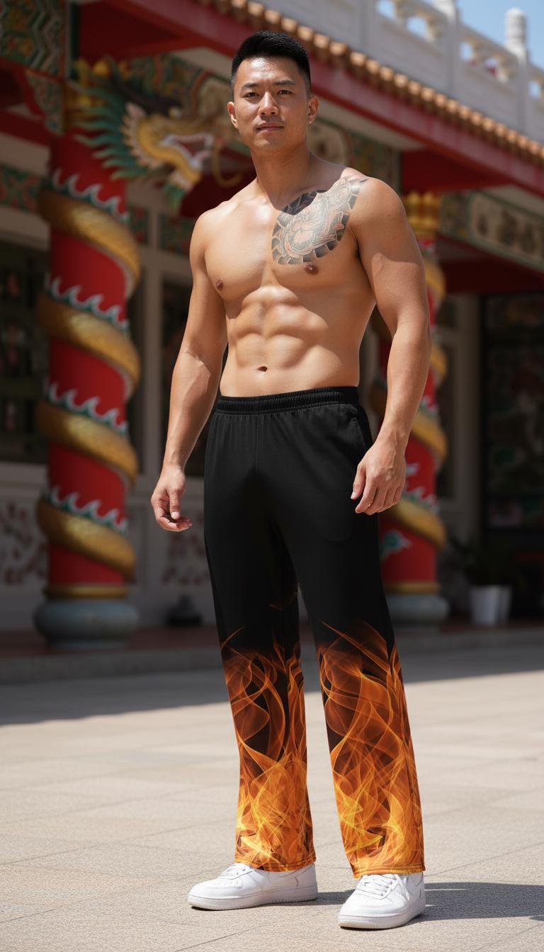 Pants on Fire Wide-leg Pants, Jin Kazama Pants, Flames Pants