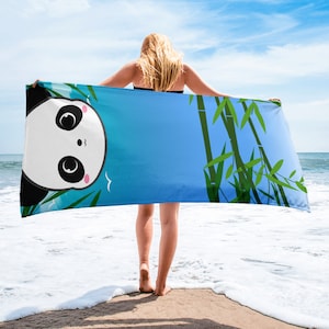 Panda Towel, Panda Gift, Custom Panda Gift, Panda Beach Towel, Best Beach Towel, Panda Party, Baby Beach Towel, Funny Beach Towel