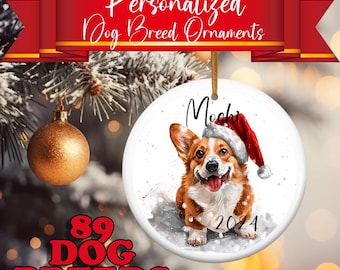 Personalized Dog Breed Christmas Ornaments(Akita - Poodle)Personalized Pet Ornament, Custom Dog Christmas Ornament, Pet Portrait Name Gifts