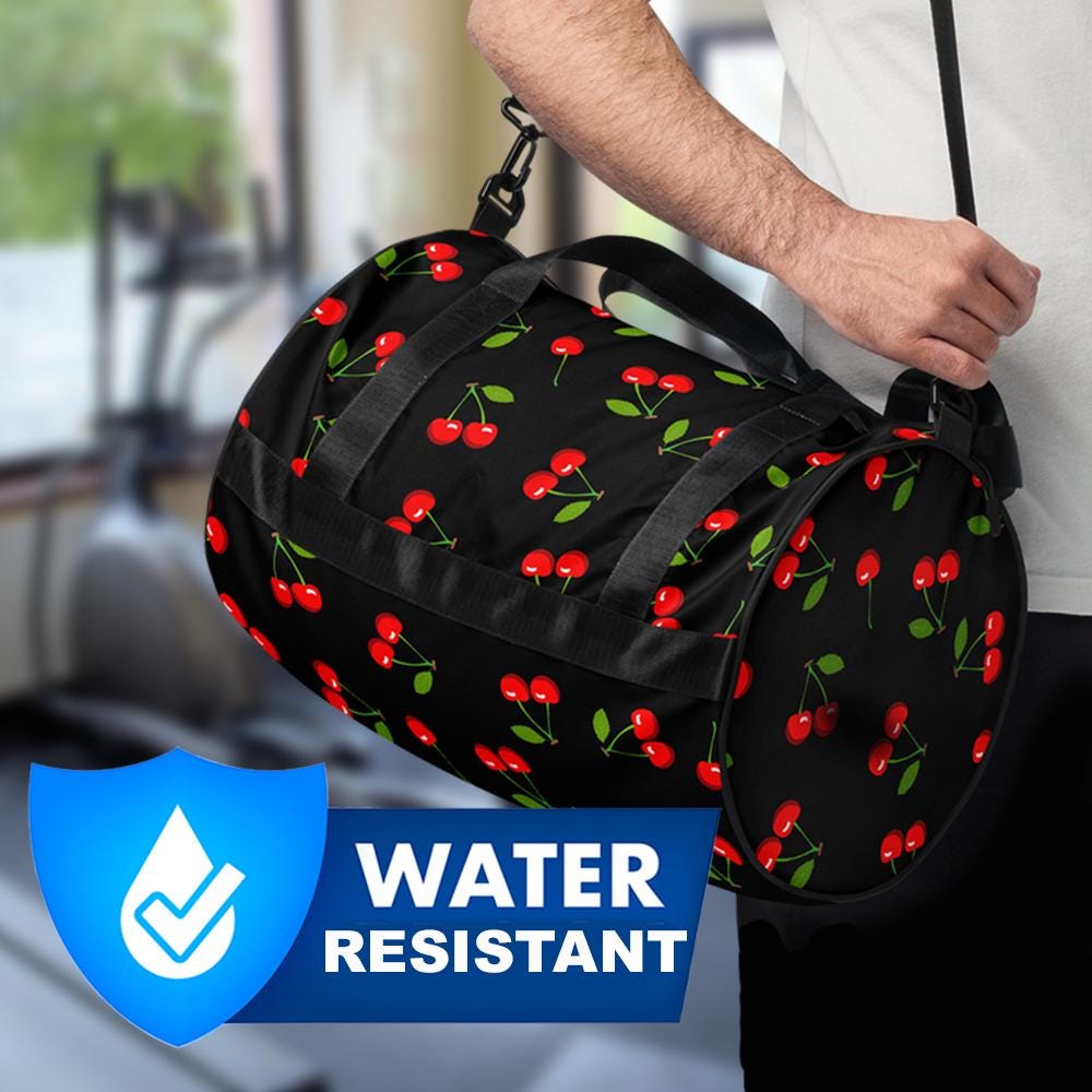 Sac de sport cerisier noir, sac de sport femme, petit sac de sport, sac de sport personnalisé, sac de sport Bing cerise, sac de sport cerisier Rainier