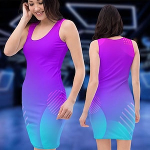 Blue Purple Bodycon Dress, Fashion Street Dress, Mini Sexy Dress, Women&#39;s Clubbing Dress, Music Festival Dress,Trance Dress,Night Club Dress