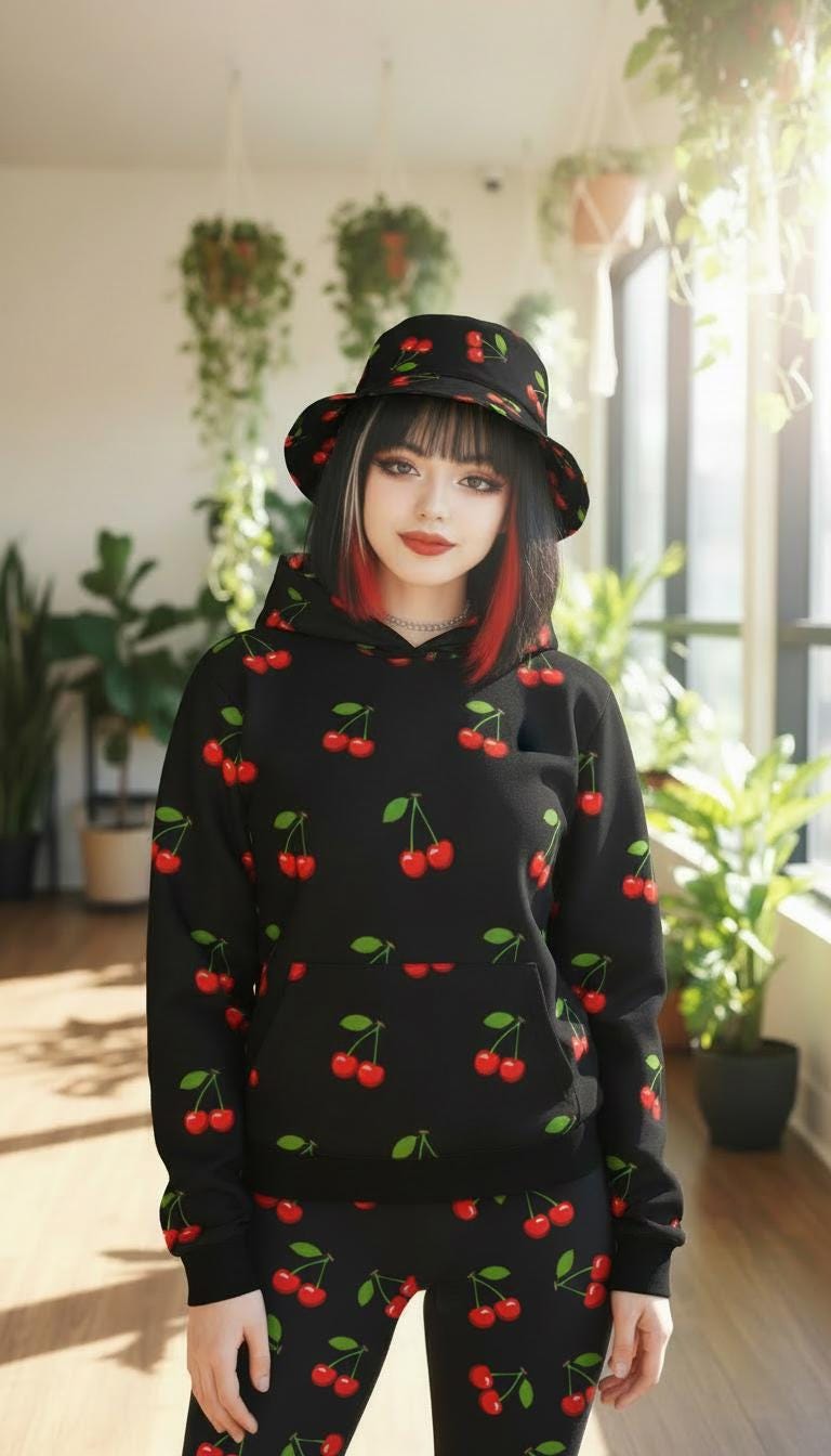 Black Cherry Outfit, Black Cherry Sweat Pants, Black Cherry Bucket