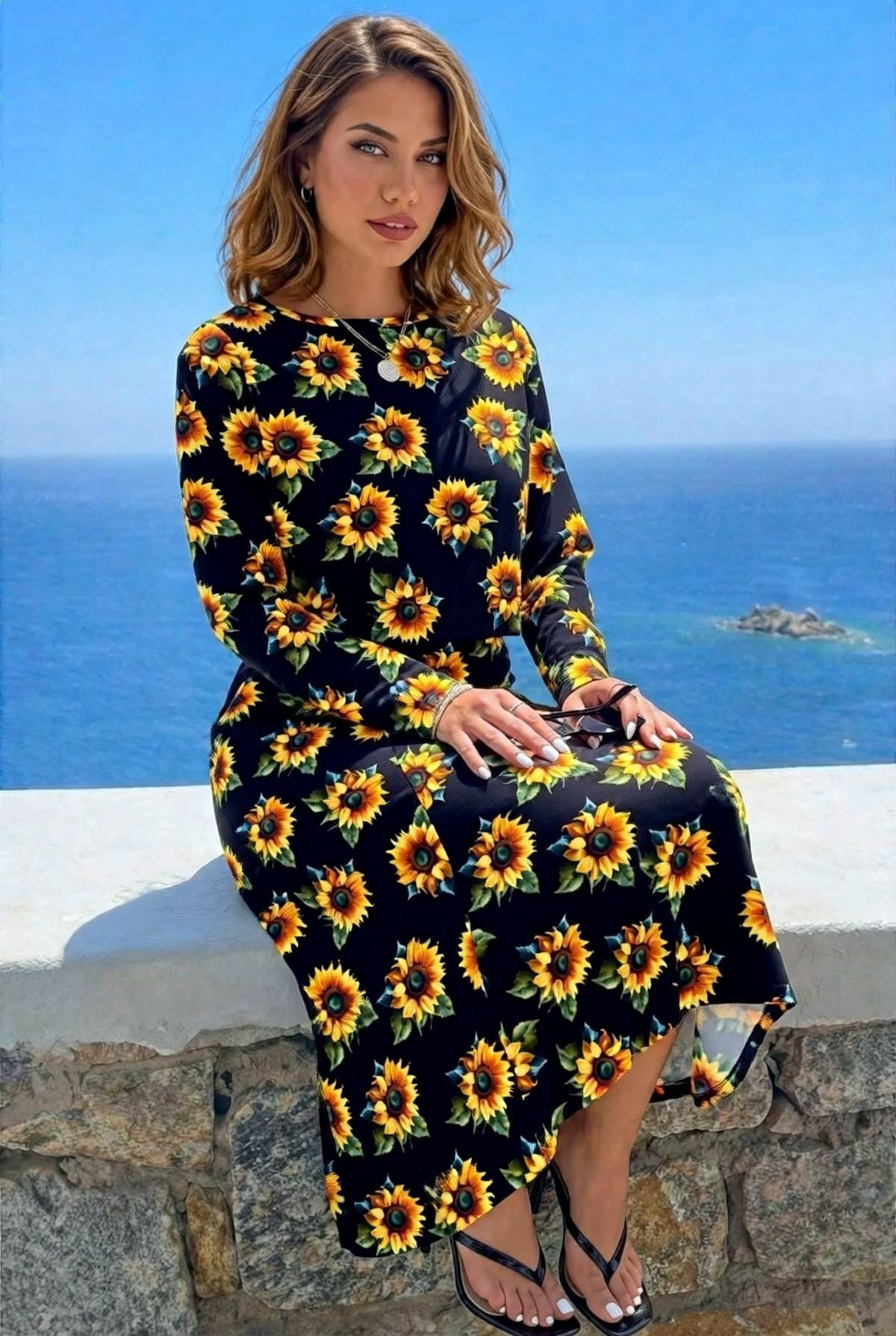 Midi Sunflower Dress - Etsy