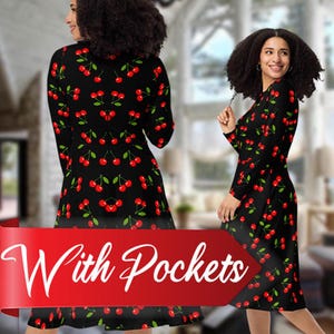 Black Cherry, Cherry Bomb Long Sleeve Midi Dress, Midi Dress Pattern, Midi Dress Formal, Cocktail Dress, Girlfriend Gift, Prom Midi Dress