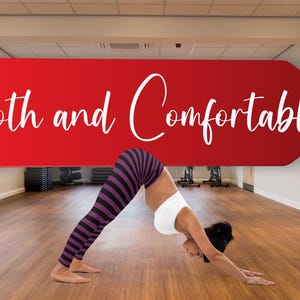Lila und schwarz gestreifte Yoga Leggings, Ringle Leggings, Zirkus Leggings, Gestreifte Leggings, Akrobatik, Acroyoga, schwarze und graue Leggings