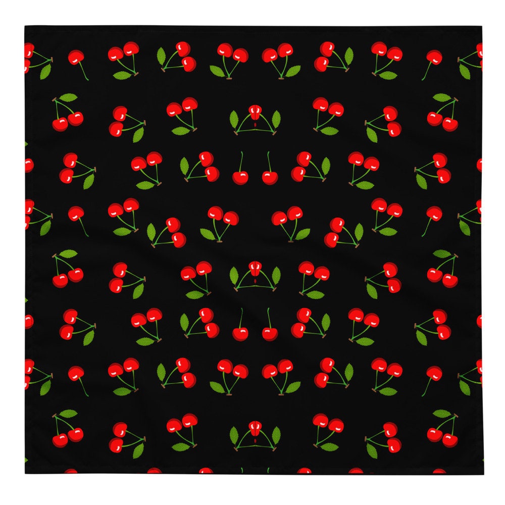 Black Cherry All-over Print Bandana Black Cherry Scarf Black - Etsy