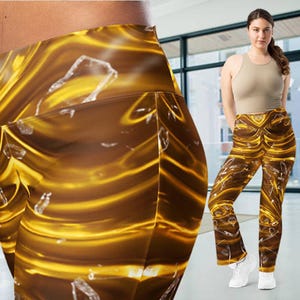 Broken Gold Flare Leggings, Costumes For Women,Futuristic Clothing,Rave Costume For Women,Festival Costumes Women, Womens Rave Bodysuit