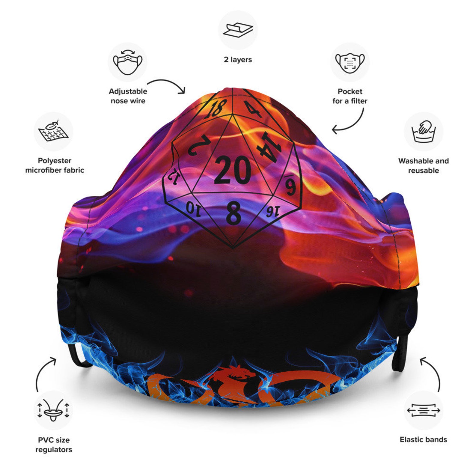 Dungeons and Dragons Inspired Premium Face Mask D&D Face Etsy UK