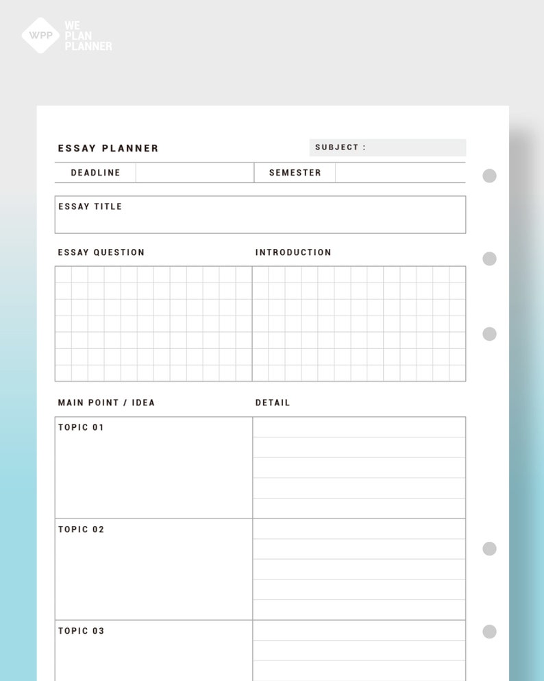 Essay Planner for Student Printable Essay Writing Template - Etsy