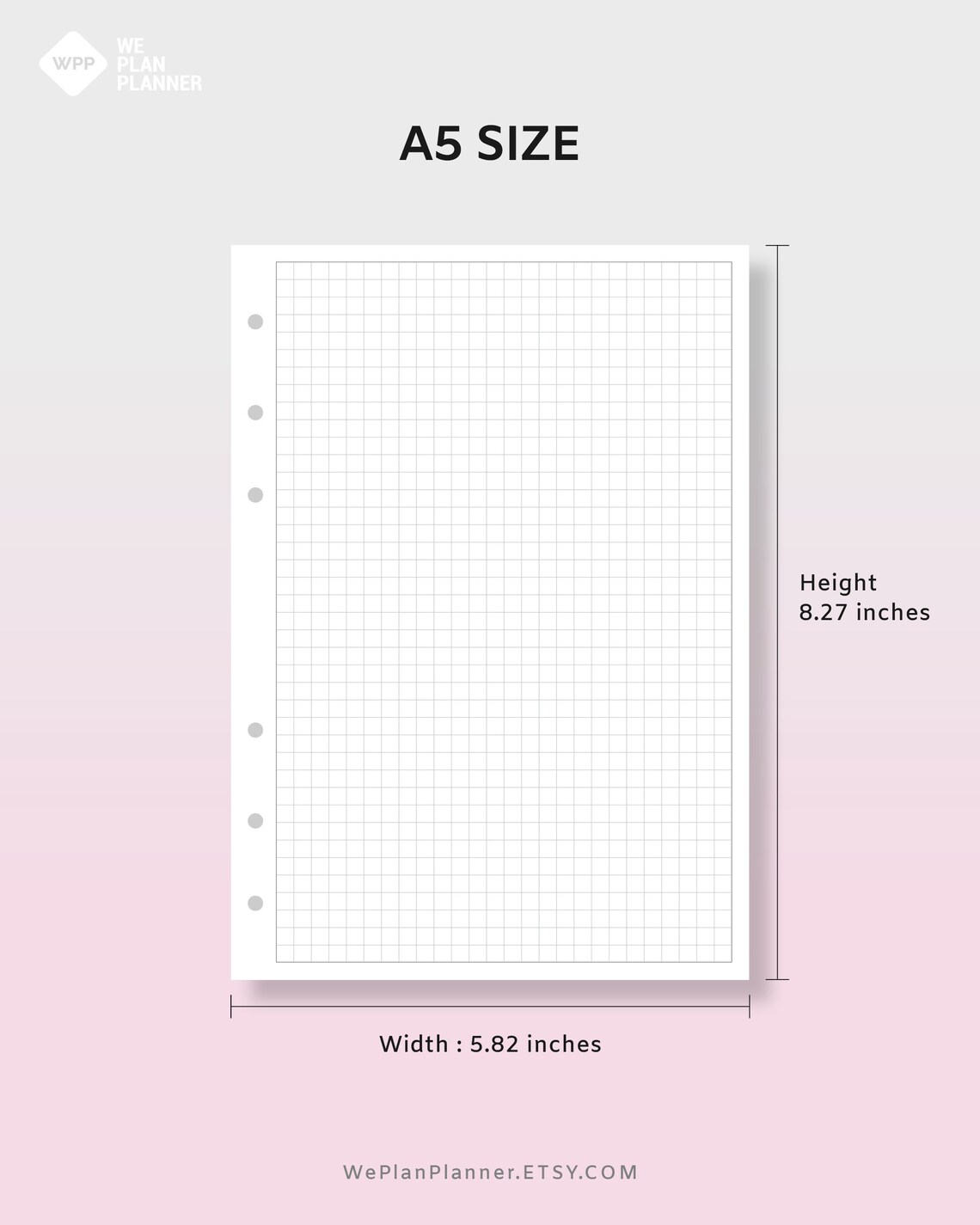 Grid Dotted Lined Paper Printable Planner Inserts Study Note Template ...