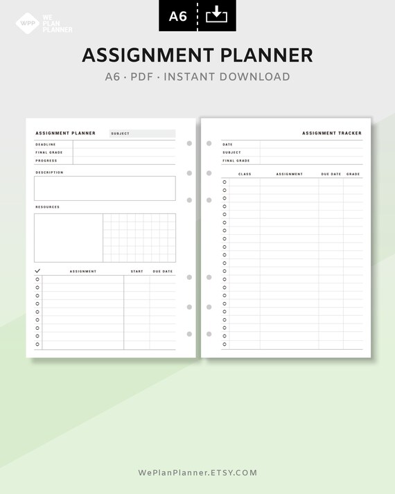 Homework Planner Editable