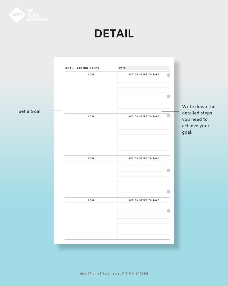 Goal Setting Planner Printable Goal Action Plan Goal - Etsy