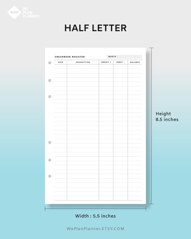 Checkbook Register Printable Planner | Fillable Check Register Pages ...