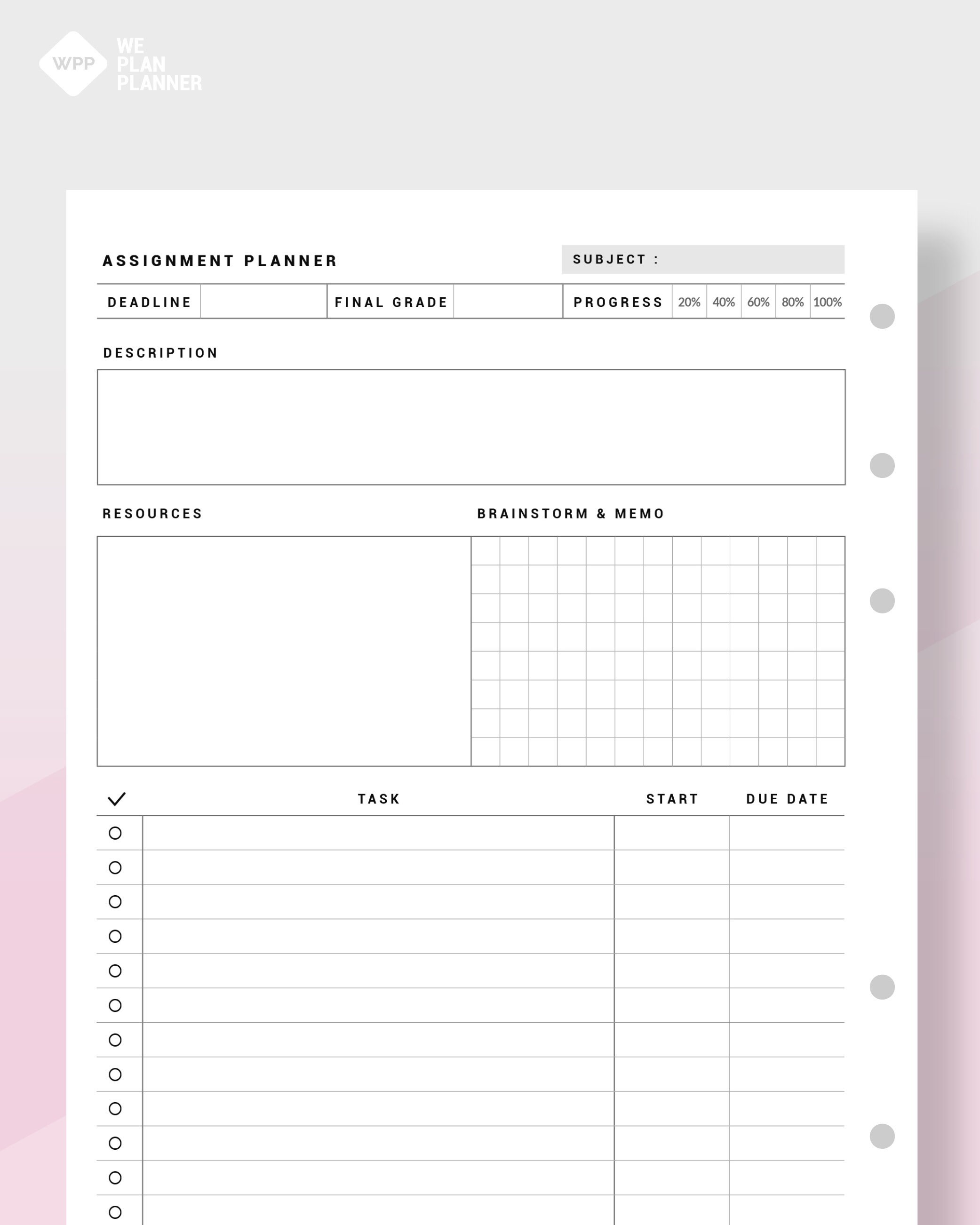 College Assignment Planner Examples Assignment Planner for Student | Printable Assignment Tracker ...
