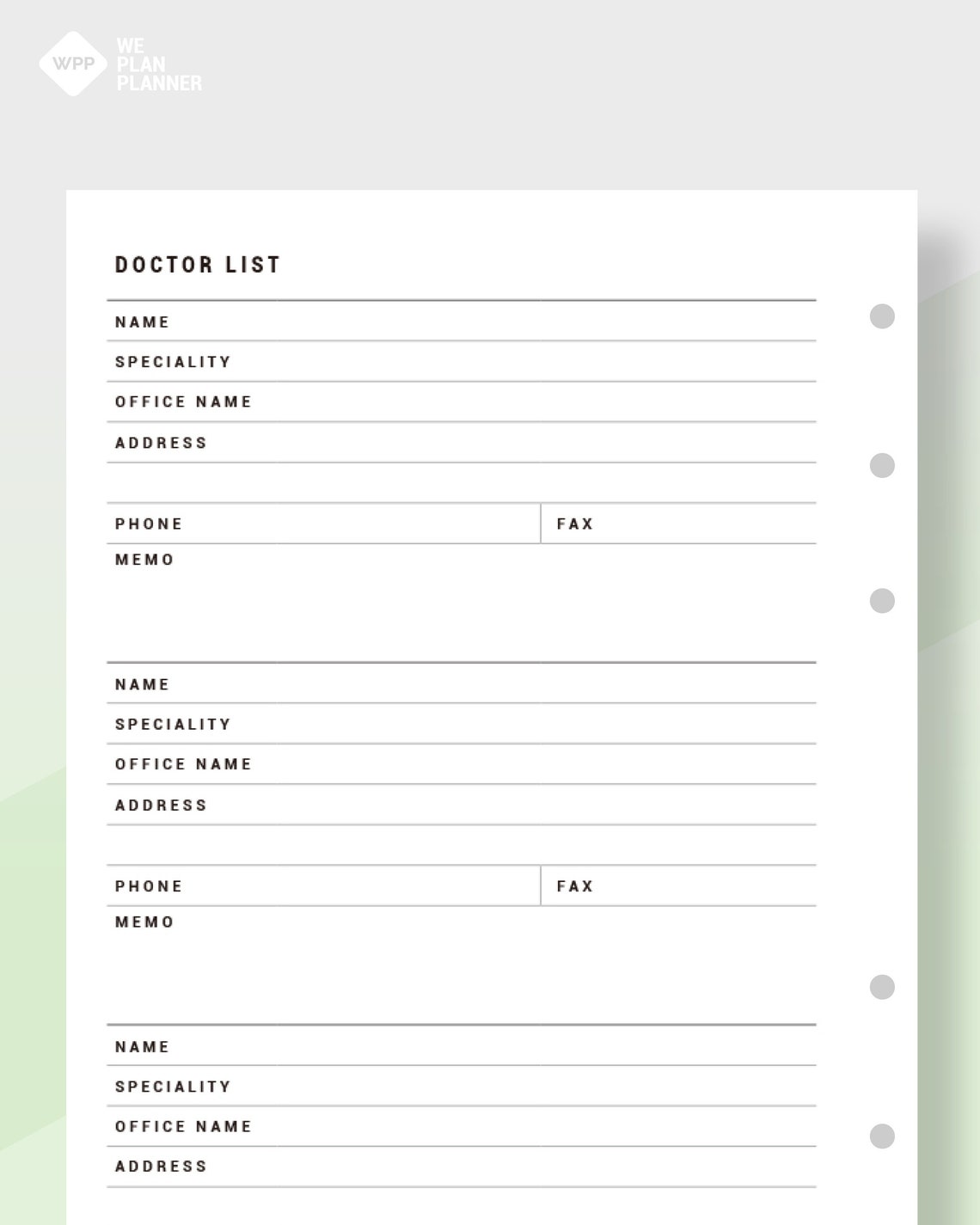 Doctor Contacts List Doctor Info Insert Page Hospital List Medical Info ...
