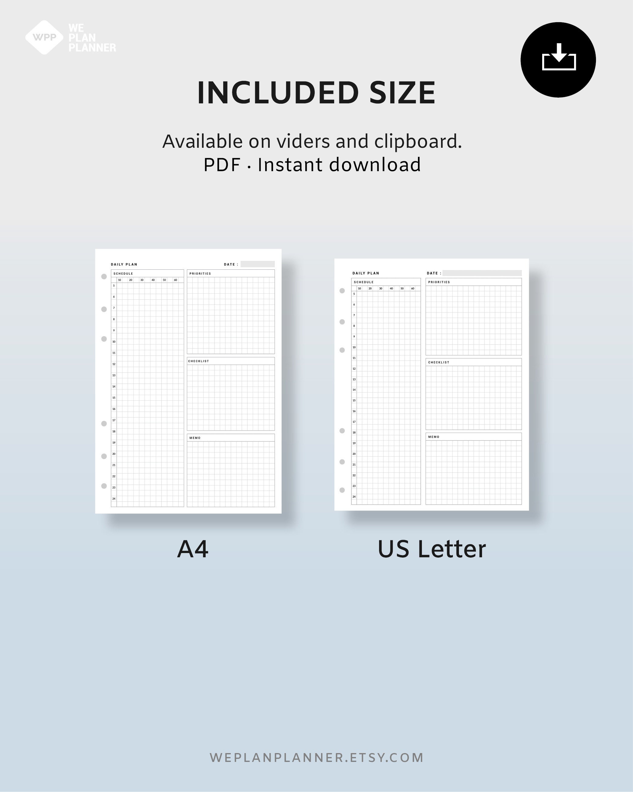 Daily Task Hourly Planner to Do List Work Planner Inserts Undated A4 ...