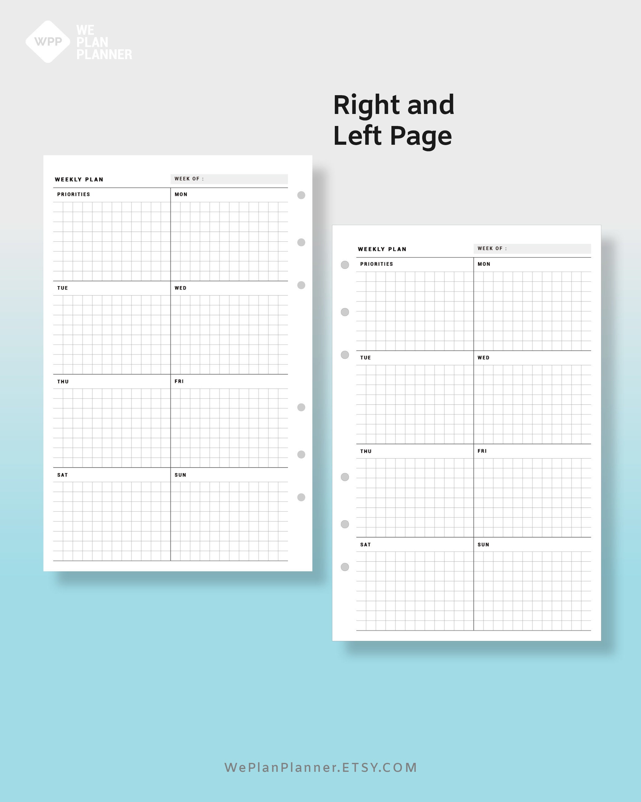 Week on One Page Printable Printable Weekly Planner Agenda Grid Weekly ...