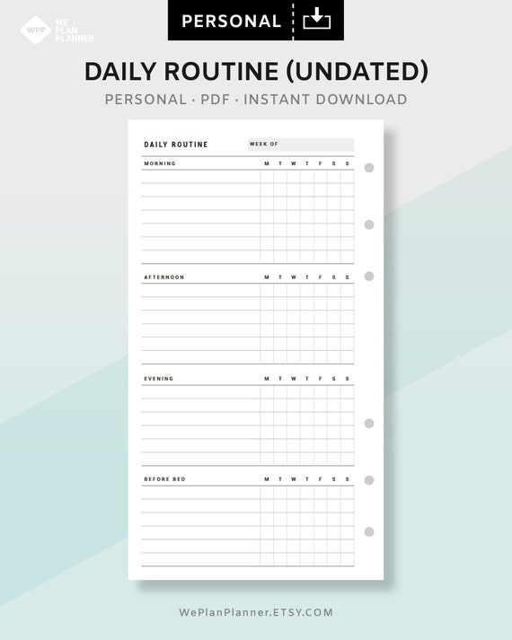 Daily Routine Planner Routine Weekly Habit Goal Tracker | Etsy