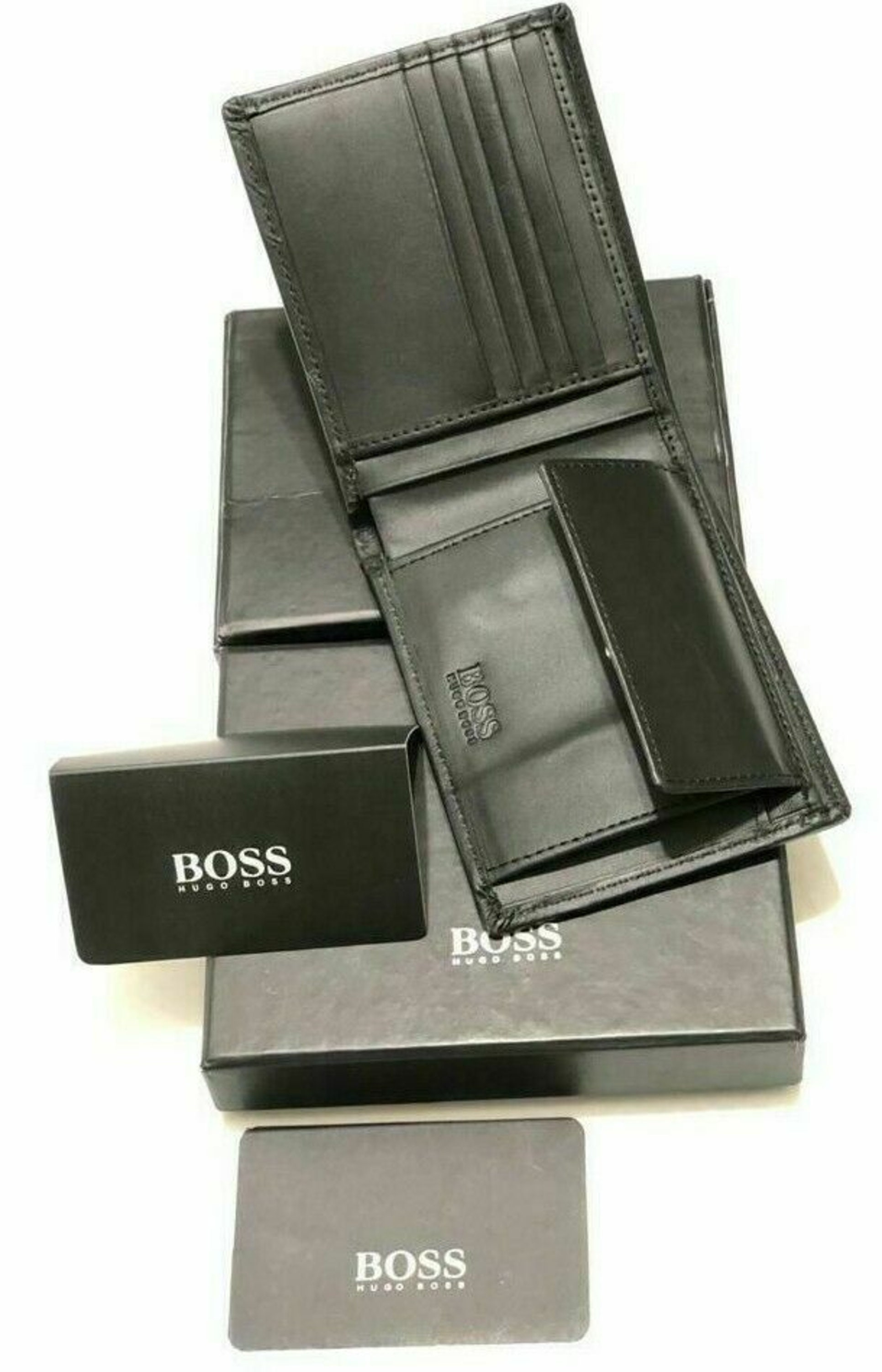 Hugo Boss Mens Asolo Leather Bifold Card & Coin Pocket Wallet Etsy