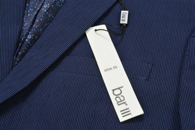 Bar Iii New Blue Mens 38l Slim Fit Two Button Notch-collar Blazer Stretch
