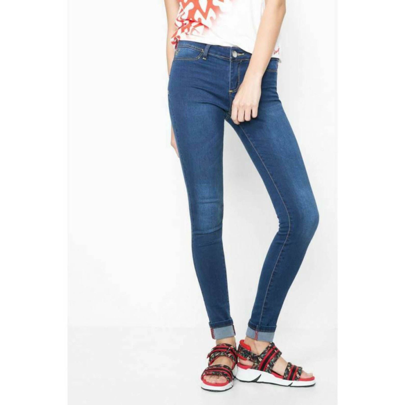 Desigual Skinny Jeans Womens Size 26 X 32 Blue Stretch Etsy