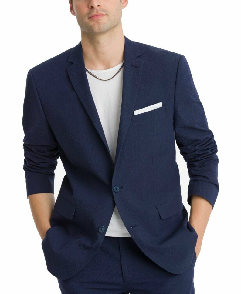 Bar Iii New Blue Mens 38l Slim Fit Two Button Notch-collar Blazer Stretch
