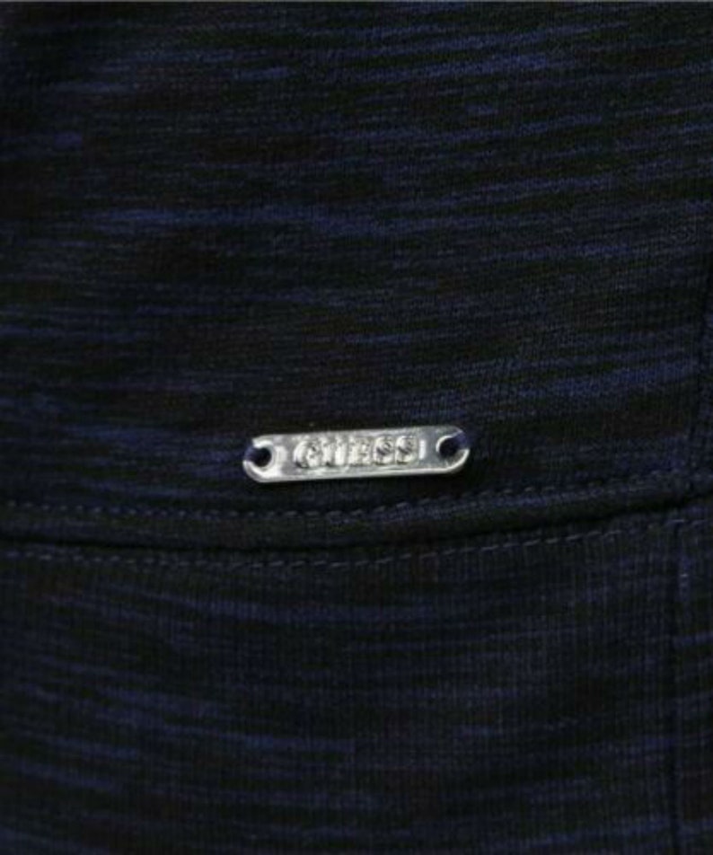 Bnwot Guess Space Dye Finch Moto Hoodie Parka Sweater Top Melange Blue Super Fab