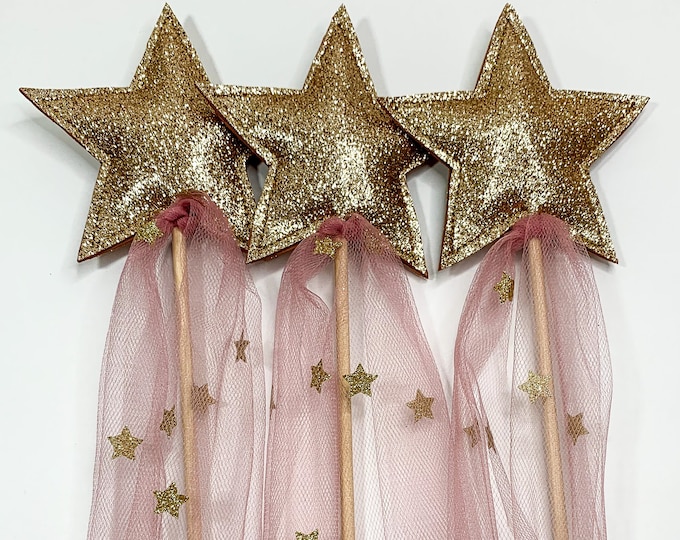 Kinder Tüll Stern Rollenspiel Zauberstab | Rosa