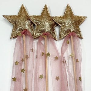 Child's Tulle Star Pretend Play Wand | Rose