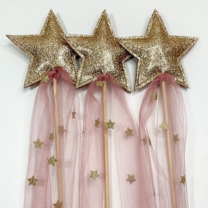 Child's Tulle Star Pretend Play Wand | Rose