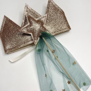 Child&#39;s Tulle Star Pretend Play Wand | Emerald