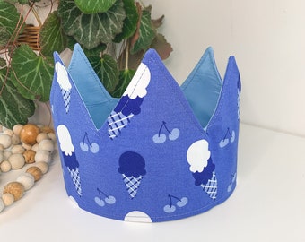 Blue Ice Cream Print Child's Crown | Dress up, Birthday