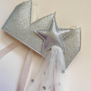 Child&#39;s Silver Glitter Adjustable Princess Crown | Dress Up | Pretend Play
