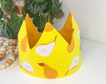 Yellow Pear Print Child's Crown | Dress up, Birthday