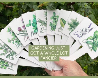 Personalized Herb Planter Pot & Garden Markers – Handmade Aluminum Plant Signs