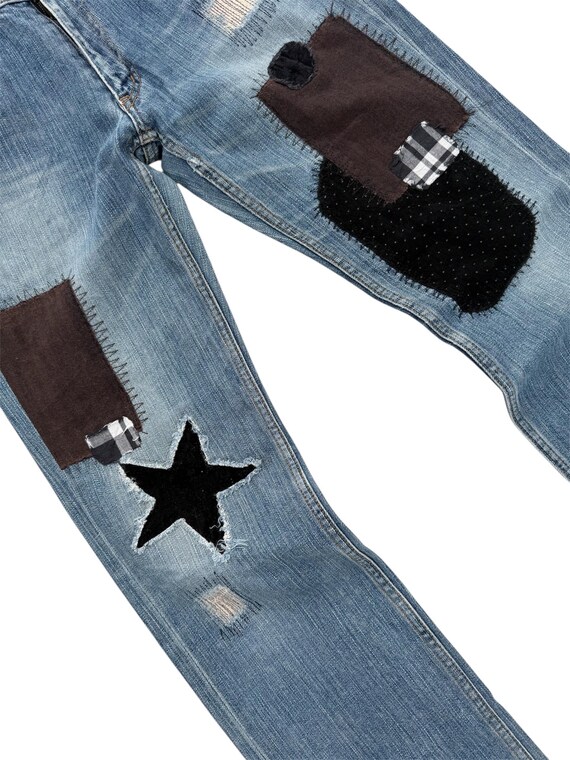 E Hyphen World Gallery Patchwork Style Jeans - image 5