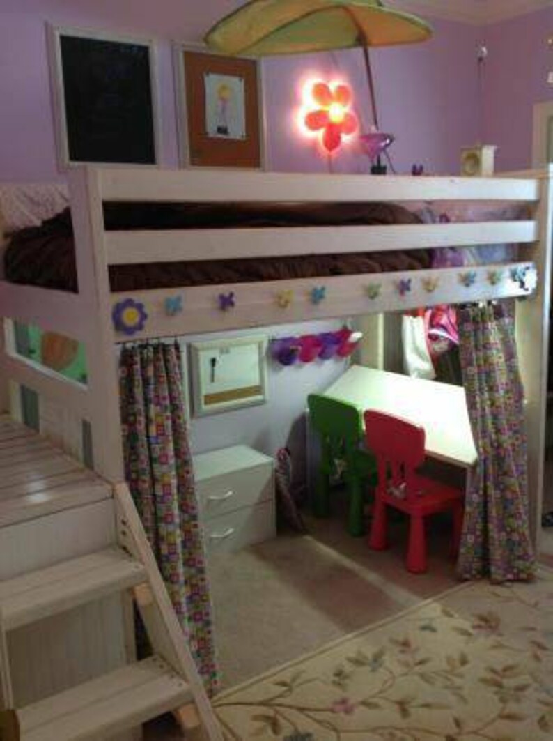Twin Loft Bed With Stairs. Wood Loft Bed. Toddler Bed. Etsy