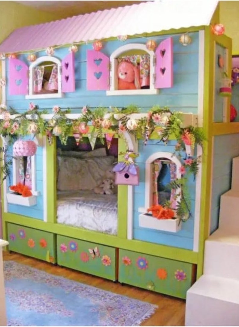 Doll House Bunk Bed. Cottage Bunk Bed. Toddler Bed. Playhouse Etsy