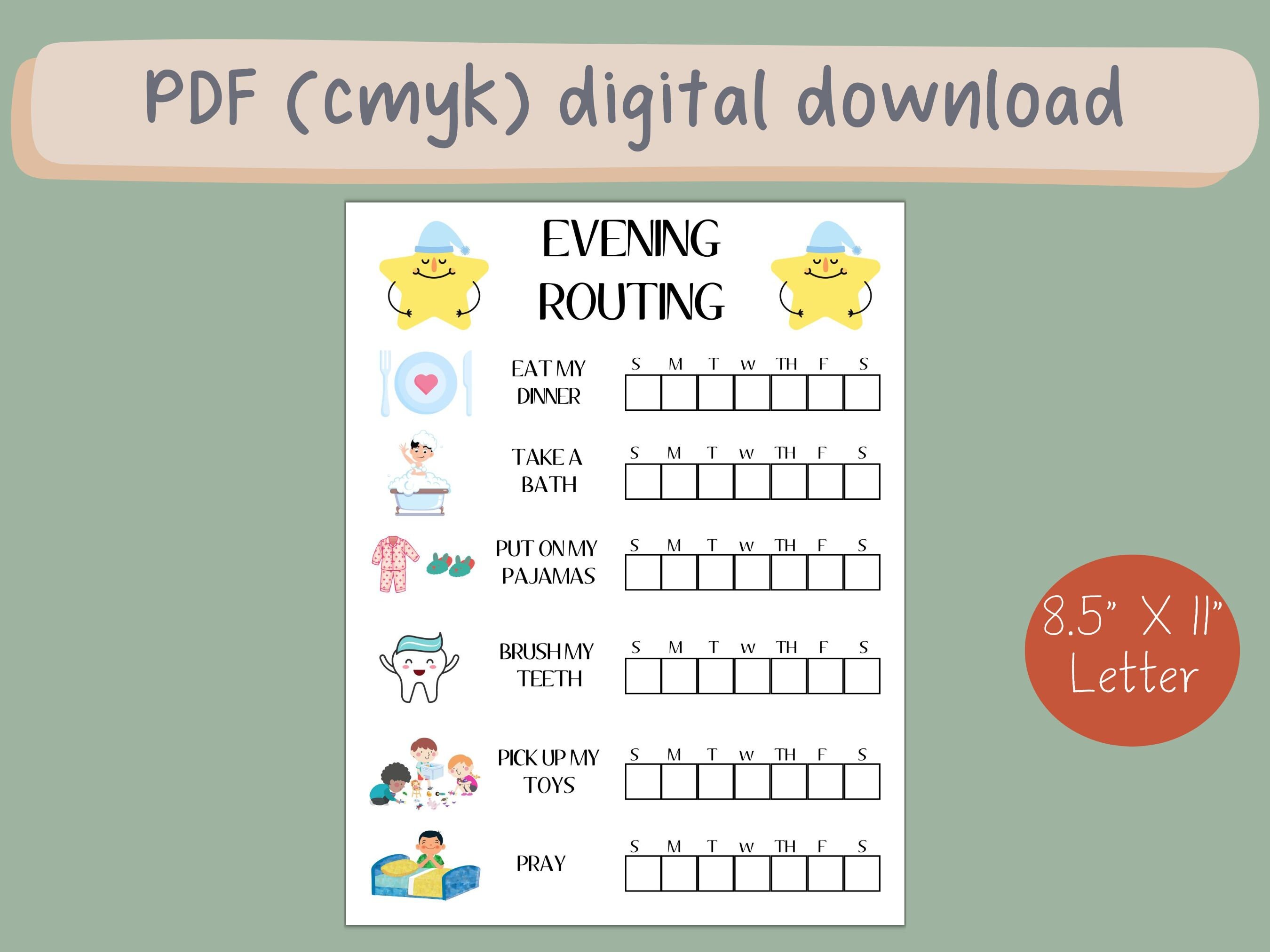 Before Bedtime Chore List, Printable Weekly Planner, Editable Kids ...