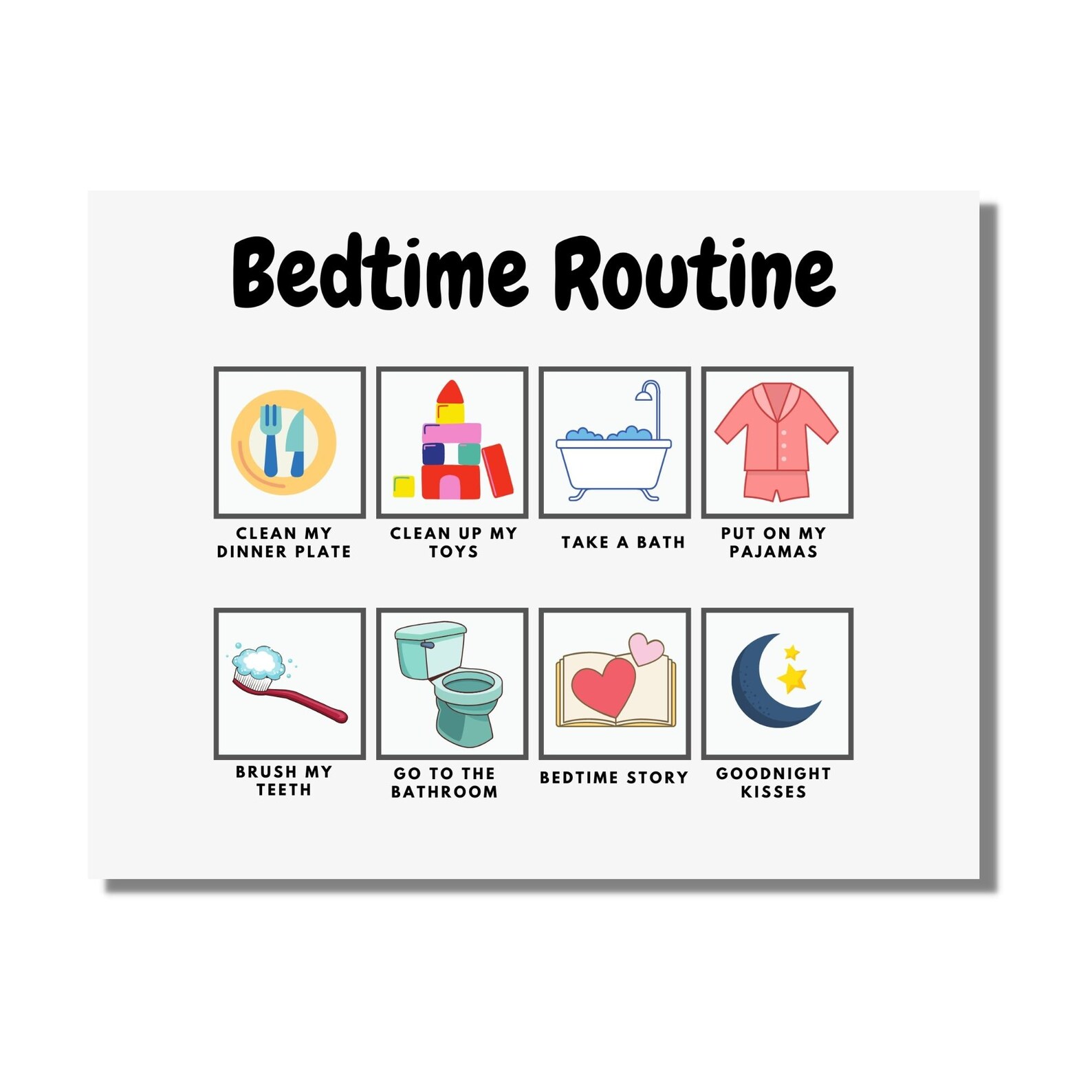 Morning Routine Chart, Bedtime Routine, Visual Schedule, Printable ...