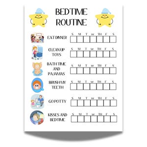 Kids Bedtime Routine Chart - Etsy