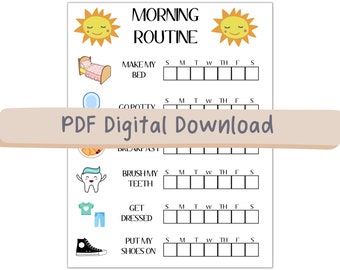 Good Morning Chore List, Children's Job Poster, Daily Task List, Morning Checklist, Printable Daily Routine, Kids Daily Responsibility Chart