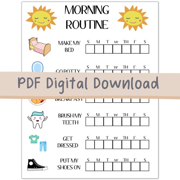 Good Morning Chore List, Children's Job Poster, Daily Task List, Morning Checklist, Printable Daily Routine, Kids Daily Responsibility Chart