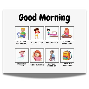 Morning Routine Chart, Bedtime Routine, Visual Schedule, Printable ...