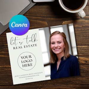 Bearbeitbare Realtor Postkartenvorlage - Canva Real Realty Marketing Card - Digitaler Download für Makler, Branding & Kundenkontakt