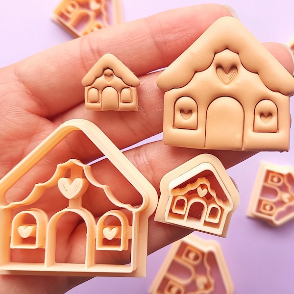 Christmas Xmas Gingerbread house Polymer Clay Cutter | Tree Decoration Ornaments cookie cutters | Maxi Mini Set