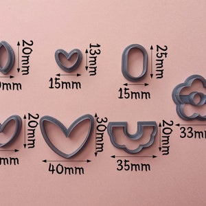 Set E 7 Pcs Polymer Clay Cutter Set Flower Heart Shape Cutters Clay Tools Customized Clay Cutters image 3