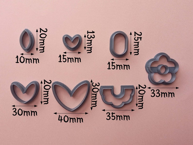 Set E 7 Pcs Polymer Clay Cutter Set Flower Heart Shape Cutters Clay Tools Customized Clay Cutters image 3